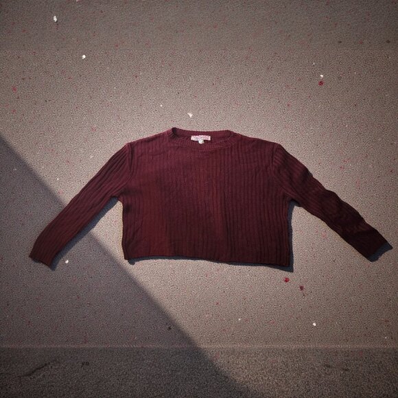 Knit Minded Maroon Ribbed Crop Sweater M Made in USA Grunge Boxy 90s Style - Picture 5 of 8